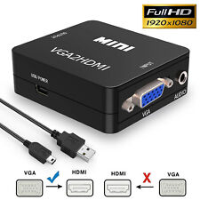 Vga to Hdmi Audio Video Converter Adapter Box w/Usb Cable for Desktop/Laptop/Hd