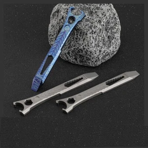 EDC Titanium Pry Bar Crowbar Can Bottle Opener Wrench Outdoor Pocket Multi Tools - Picture 1 of 10