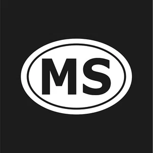 Mississippi MS Initials Vinyl Decal Window Oval MS Laptop Sticker - Picture 1 of 12