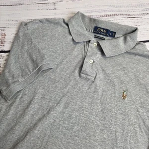 Polo Ralph Lauren Mens Large Polo Heather Gray Cotton Short Sleeve Pima Soft - Picture 1 of 9