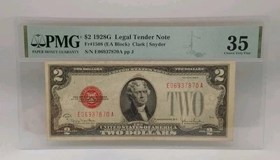 1928G $2 Legal Tender Note Red Seal PMG Choice Very Fine 35 Fr. #1508 - Image 1 of 2