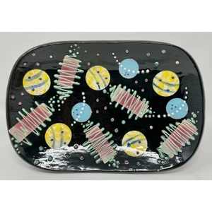 Studiokeramikschale mit Fuß, leuchtende Farben, Künstler signiert, Maui, Tablett, Catchall - Bild 1 von 6