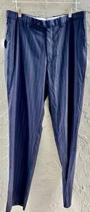 "Pantalones de vestir ARISTO 18 lana Stirling 36 X 36 a rayas para hombre 36"" entrepierna alta azul" - Imagen 1 de 7