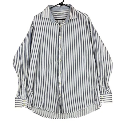 Jack Stone by Thomas Dean Mens Shirt White Multi Striped Cotton Button Down XXL - Image 1 of 4