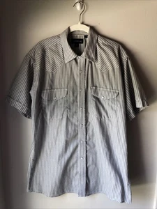 Panhandle Slim Western Pearl Snap Shirt Mens 16 Gray Striped Short Sleeved - Picture 1 of 9