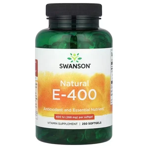 Swanson, Natural E-400, 268 mg (400 UI), 250 capsule molli, scadenza: 01/2027 - Foto 1 di 2