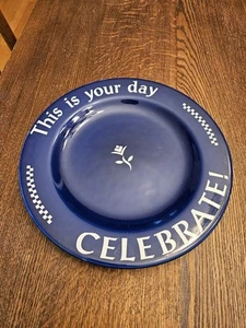THE PAMPERED CHEF  This is your day  CELEBRATE !  10.25" Cobalt Blue Plate - Picture 1 of 3