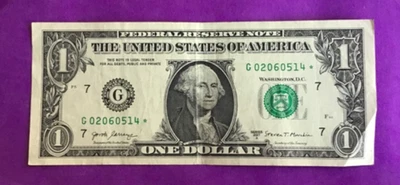2017A DOLLAR BILL STAR NOTE G 02060514* - Image 1 of 2