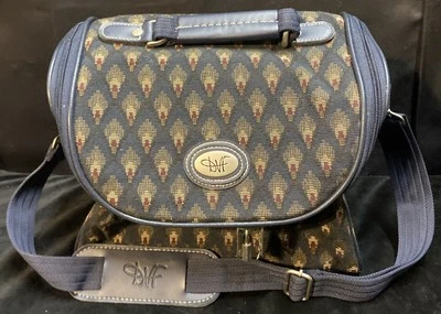 Diane Von Furstenberg DVF  Weekender Travel Train Case Luggage Blue Great Shape - Image 1 of 4