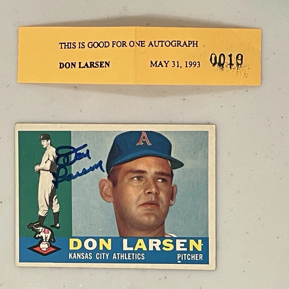 1960 年上衣唐·拉森签名 #353 洋基队田径亲笔签名 — 第 1/2 张图片