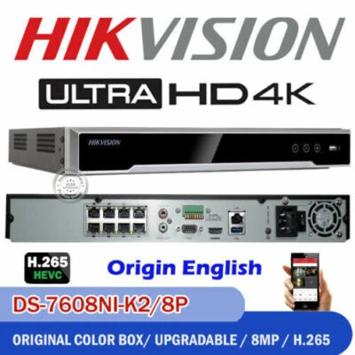 HIKVISION 4K 8ch 8MP POE NVR DS-7608NI-K2 / 8P H.265 IP CCTV-Videorecorder - Image 1 of 4