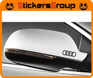 COPPIA ADESIVI LOGO AUDI CERCHI PER SPECCHIETTI IN VINILE - Foto 1 di 1