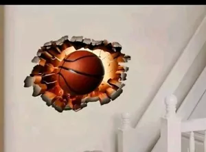 Basketball 3D Wall Break Through Vinyl Decal Sticker Removable! - Picture 1 of 3