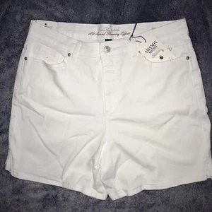 Gloria Vanderbilt Amanda pantaloncino bianco denim elasticizzato vita alta donna taglia 14 ~ $44 - Foto 1 di 7