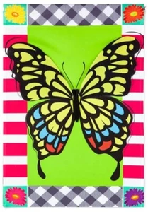 Butterfly Plaid 169255SA Evergreen APPLIQUE BLEND Garden Flag 12.5” x 18” - Picture 1 of 1