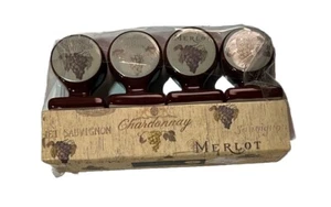 Set Of 4 Design Wine Stoppers Merlot Chardonnay Lauren Hamilton - Picture 1 of 6