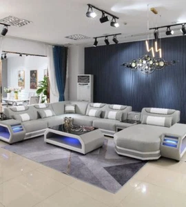 Ingenious Contemporary Leather U-Shaped Sectional Sofa - Picture 1 of 9