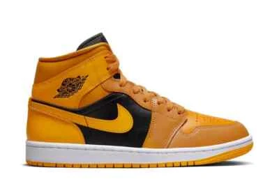 [BQ6472-700] Jordan Women's Air Jordan 1 Mid Chutney Black Taxi Sneakers *NEW* - Image 1 of 4