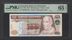 Guatemala 100 Quetzales 19-5-2010 P126a Uncirculated Grade 65 - Picture 1 of 2