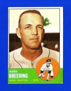 1963 Topps SET BREAK #149 MARV BREEDING EX+/EXMINT WASHINGTON SENATORS (SB1) - Picture 1 of 2