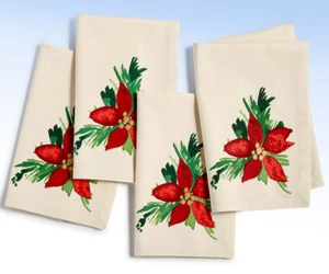4er Set - Bardwil Linens MERRY BERRY Weihnachtsstern Weihnachten Urlaub Servietten - Bild 1 von 1
