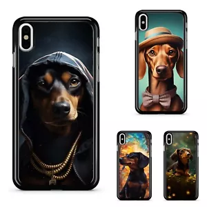 For Google Motorola Moto Apple iPhone Hard Black Case Dachshund fantasy - Picture 1 of 25