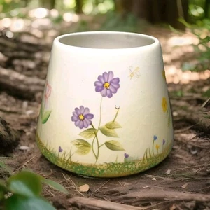 Home Interiors Lilac Floral Ceramic Candle Jar Shade New - Picture 1 of 7