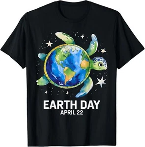 Earth Day 2025 Restore Earth Sea Turtle Art Save the Planet T-Shirt - Picture 1 of 4
