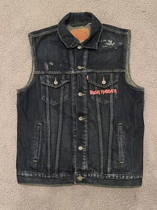 Vintage Levi’s Denim Vest Iron maiden Killers 80s 90s Y2k Heavy metal Rocker Roc - Picture 1 of 14