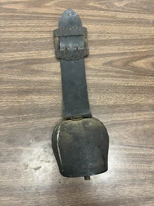 Very Large Antique Swiss Cow Bell With Original Leather Strap - Picture 1 of 7