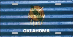 Oklahoma Corrugated Flag Effect Metal Novelty License Plate Tag Car & Truck - Picture 1 of 1
