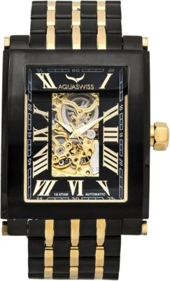 Reloj Hombre Aquaswiss 64XGAS006 Automático Negro Dorado Caja Acero Inoxidable Banda Foto 1 de 4