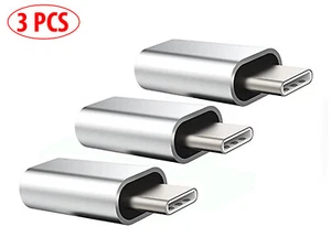 3PCS Silver 8-pin Female to Type-C Male Adapter Converter for Android Charging - Picture 1 of 4