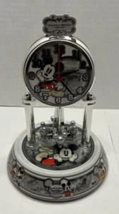 Vtg Disney Mickey Mouse Anniversary Clock Glass Dome Porcelain Base In Box READ - Picture 1 of 16
