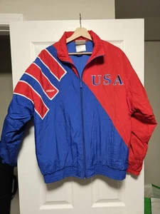 Vintage Adidas USA United States Olym Windbreaker Jacket sz M Blue/Red RARE - Picture 1 of 3