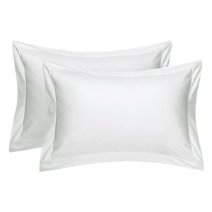 Standard Pillow Shams Set of 2 - White 100% Natural Cotton, 600 Thread Count ... - Picture 1 of 6