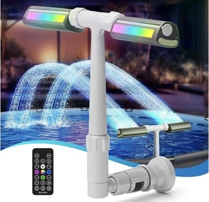 AquaJoyer Waterfall Pool Fountain Light Set LED Remote Dual Spray Above Inground - Picture 1 of 9