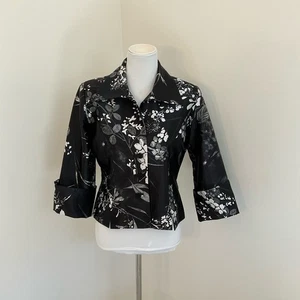 JS Collections Black and White Floral Jacket - Picture 1 of 6