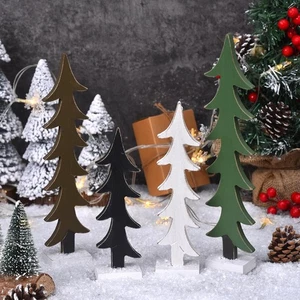 4pcs Mini Wooden Christmas Trees Table Centerpiece Rustic Farmhouse Decor - Picture 1 of 4