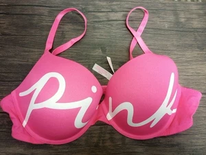 Victoria’s Secret PINK 38c Bra “Wear Everywhere Tshirt Push Up Pink Logo - Picture 1 of 6