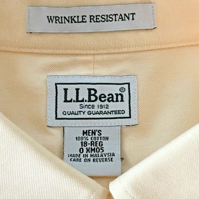 LL Bean Wrinkle Resistant Short Sleeve Button Down Shirt Mens 18 Reg Yellow - Image 1 of 4