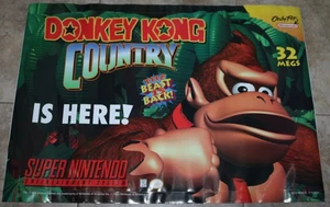 SELTENES 2-SEITIGES 1994 SUPER NINTENDO DONKEY KONG COUNTRY STORE PROMO VINYL POSTER - Bild 1 von 13