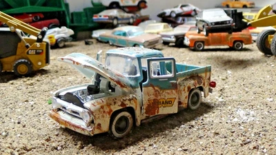 1956 Ford Pickup Truck Weathered Custom Barn Find Abandon Junkyard 1/64 - Image 1 of 4