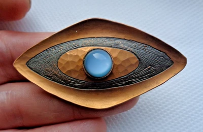 Broche de cobre y piedra lunar estilo artes y manualidades - moda Foto 1 de 4