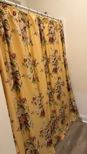 Ralph Lauren Kathleen Shower Curtain OOAK Handmade Cabbage Rose Yellow - Picture 1 of 4