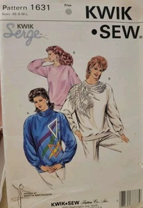 80's Kwik Sew Pattern #1631 Serge Winter Sweatshirt Style Top XS - L Applique - Picture 1 of 2
