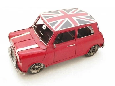 Metall Kunst Dose Modell - Mini Cooper (Rot + Union Jack Dach) 21cm Neu Verpackt - Bild 1 von 3