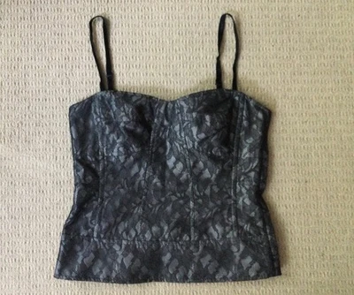 CLUB MONACO black lace strapless bustier top removable velvet straps Women’s 2 - Image 1 of 4