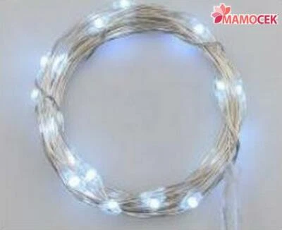 FILO Nudo 20 luci led bianco freddo argento Lotti batterie sottili natale - Immagine 1 di 4
