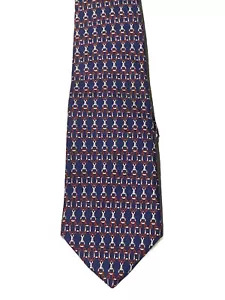 Christian Dior Neck Tie Men's 100% silk Blur Horse Bit Tie Geometric Chain Link - Picture 1 of 7